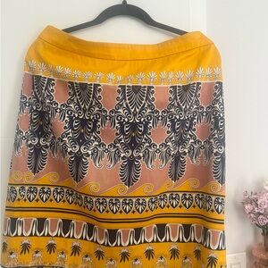 J. Crew Lisbon Scroll Yellow Print Skirt